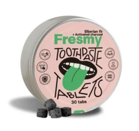 FRESMY Siberi nulu ja aktiivsöega hambapastatabletid alumiinium purgis, 30tk
