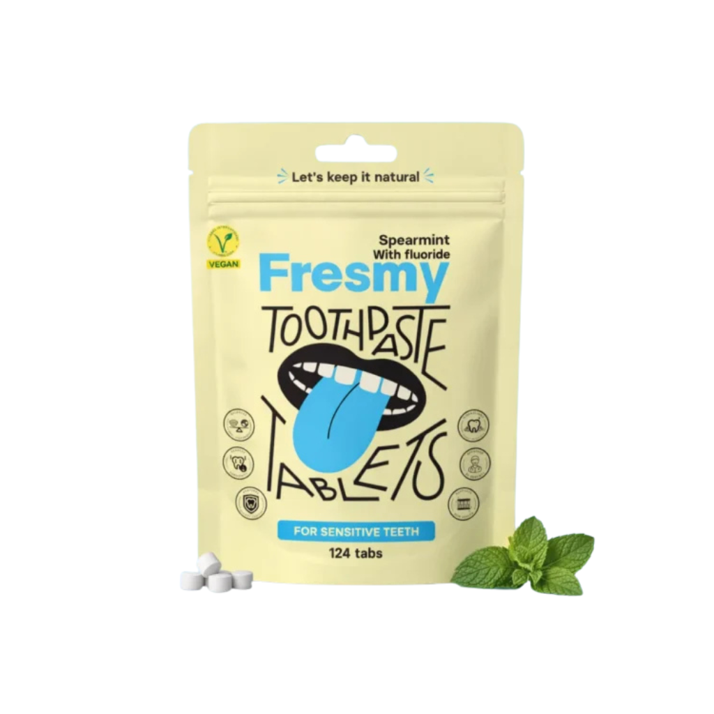 FRESMY Rohemündi (fluoriidiga) hambapastatabletid paberpakendis, 124tk