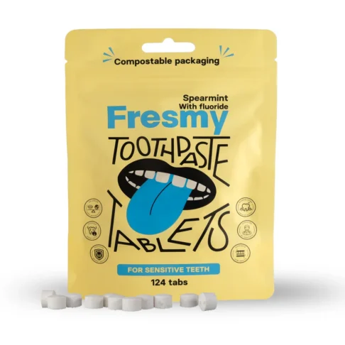 FRESMY Rohemündi (fluoriidiga) hambapastatabletid paberpakendis, 124tk