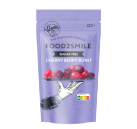FOOD2SMILE Cherry Berry Burst suhkruvabad kummikommid kirsi ja vaarika maiselised, 85g