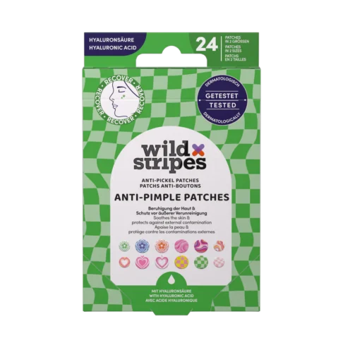 WILD STRIPES Anti-Pimple Patches Groovy Recoveri plaastrid hüaluroonhappe ja hüdrokolloidmaterjaliga, 20tk
