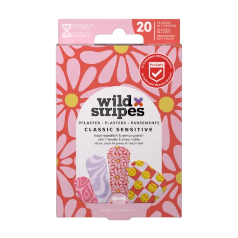 WILD STRIPES Classic Sensitive Pastel lõbusad ja nahasõbralikud plaastrid tundlikule nahale, 20tk