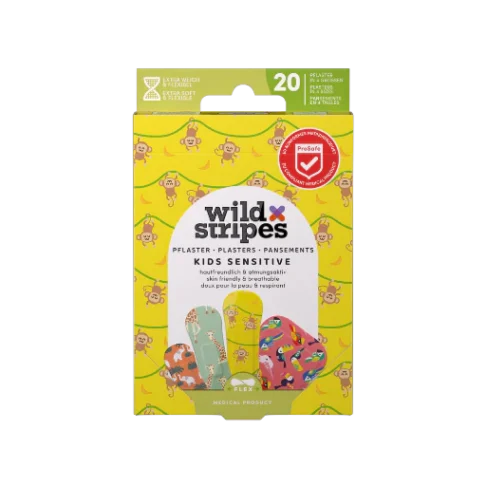 WILD STRIPES Kids Jungle lõbusad ja nahasõbralikud plaastrid tundlikule nahale, 20tk