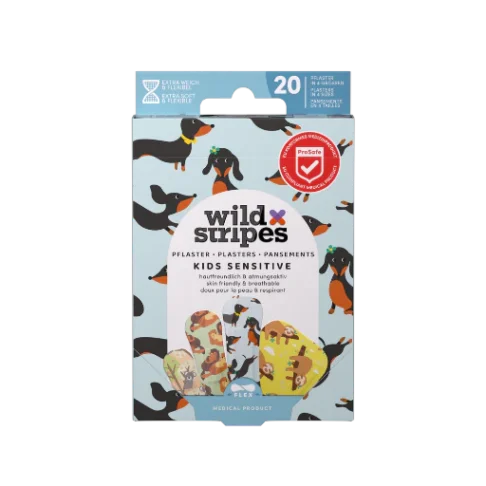 WILD STRIPES Kids Animal lõbusad ja nahasõbralikud plaastrid tundlikule nahale, 20tk