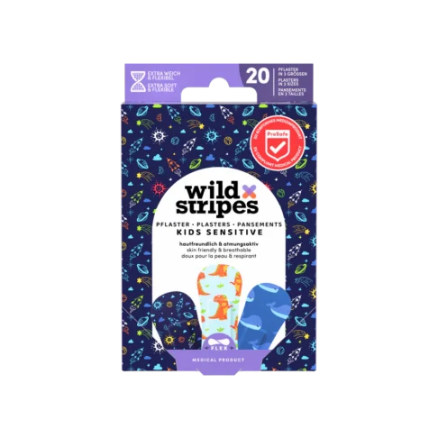 WILD STRIPES Kids Space lõbusad ja nahasõbralikud plaastrid tundlikule nahale, 20tk