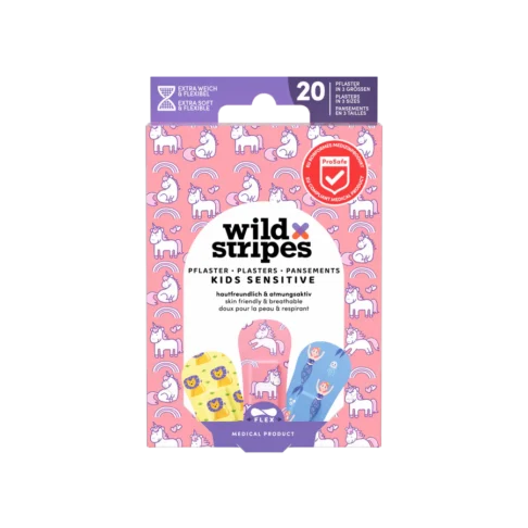 WILD STRIPES Kids Fantasy Lõbusad ja nahasõbralikud plaastrid tundlikule nahale, 20tk