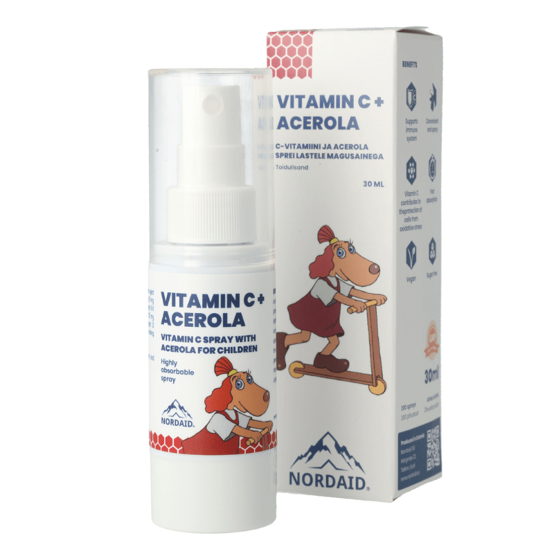 NORDAID LOTTE laste C+Acerola vitamiini suukaudne sprei 50mcg, 30ml