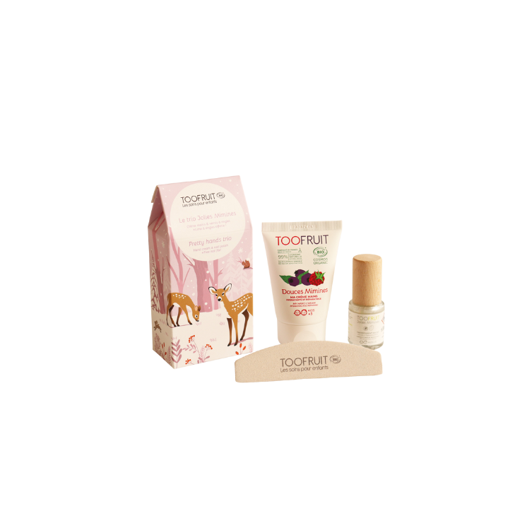 TOOFRUIT Jõulukomplekt Pretty Hands Trio küünelaki, kätekreemi ja küüneviiliga