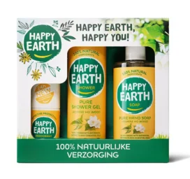 Happy Earth Kinkekomplekt Jasmine Ho Wood (deodorant 75ml, dušigeel 300ml, kätepesuseep 300ml)