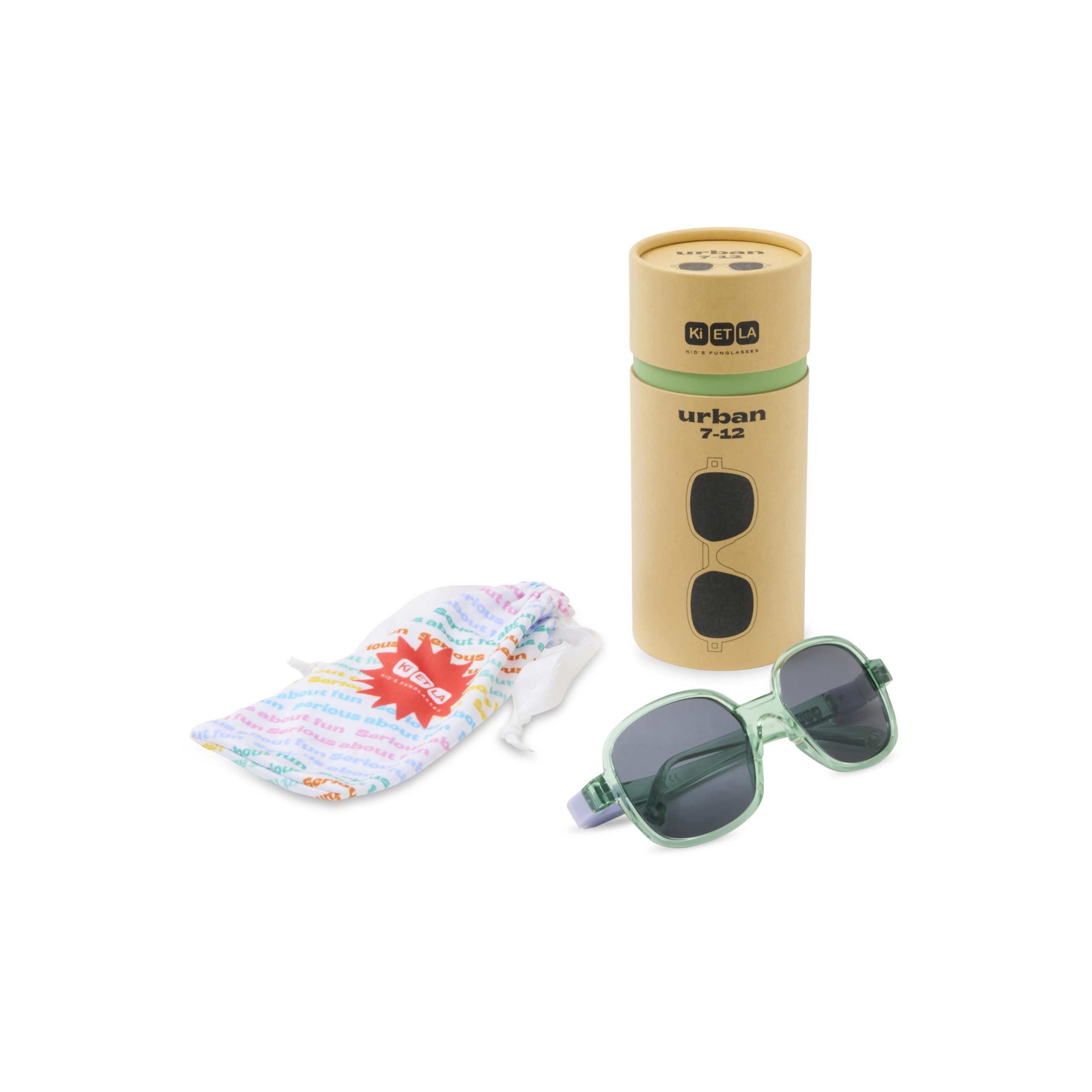 KIETLA URBAN laste kandilised polariseeritud 180° painduvate sangadega kõrge UVA/UVB kaitsega päikeseprillid lastele vanuses 4–7 aastat, GREEN LAVENDEL - Image 2
