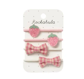 ROCKAHULA Kids maasikate ja lipsudega juuksekummid Strawberry Fields, 4 tk