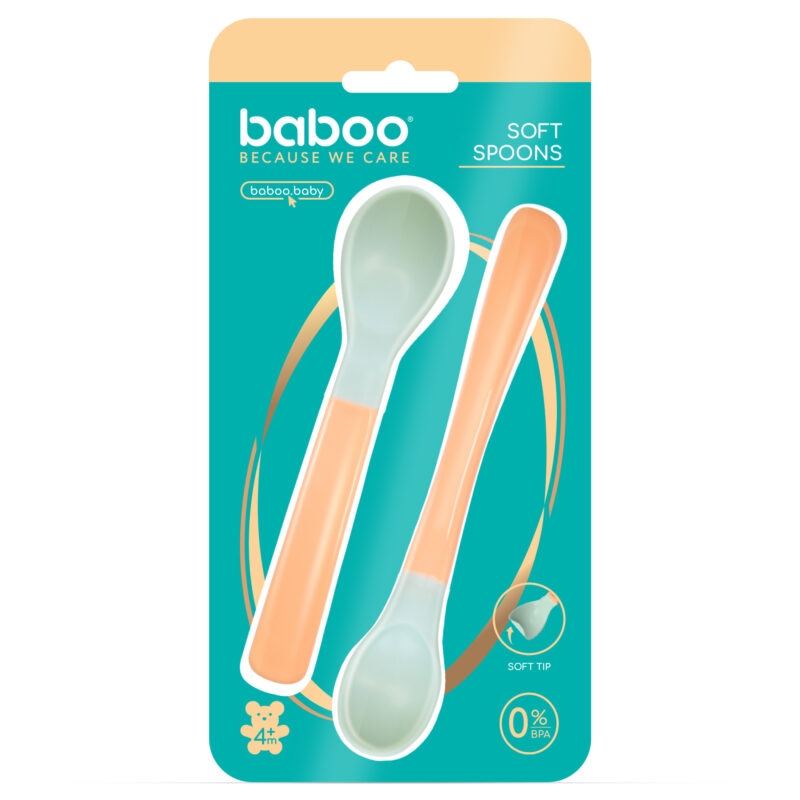 BABOO pehme otsaga lusikad Peachy Keen 4+ kuud, 2tk