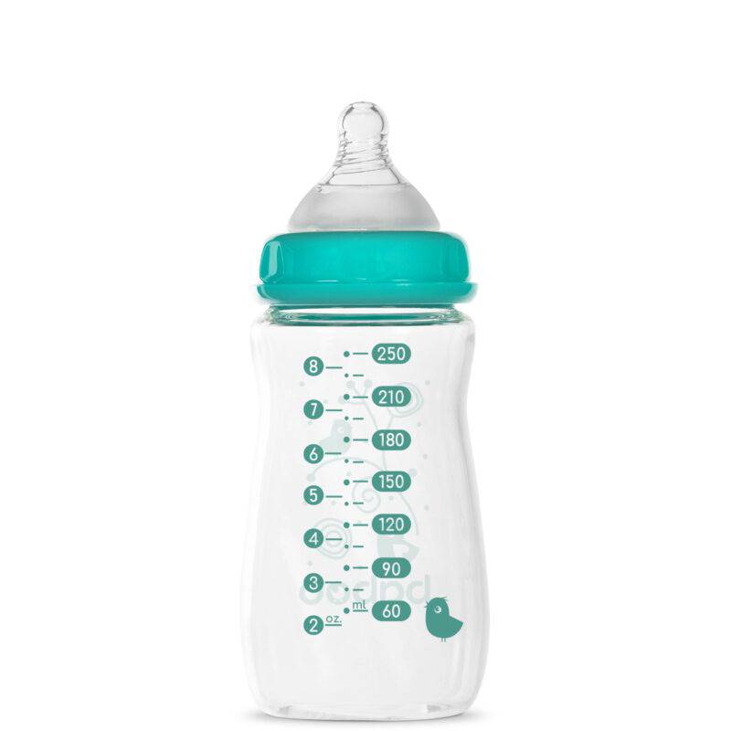 BABOO® Anti-koolikute borosilikaatklaasist lutipudel laia kaelaga meditsiinilisest silikoonist lutiga 3+ kuud, 250 ml - Pilt 6