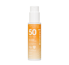 ALPHANOVA 100% looduslik mineraalfiltritega päikesekaitsesprei SPF50 vaniljearoomiga, 100g