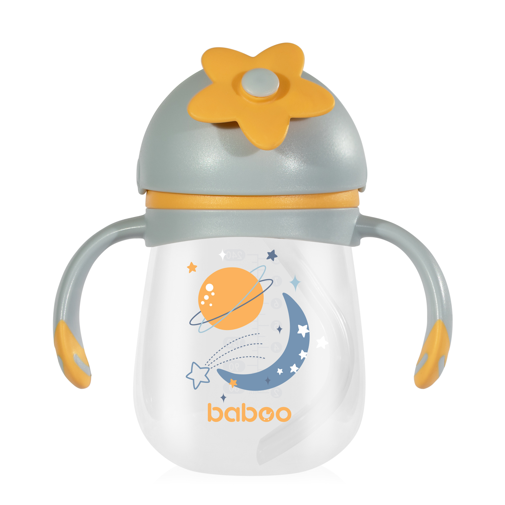 BABOO Joogipudel silikoonkõrrega Blue Haze 9+ kuud, 240ml