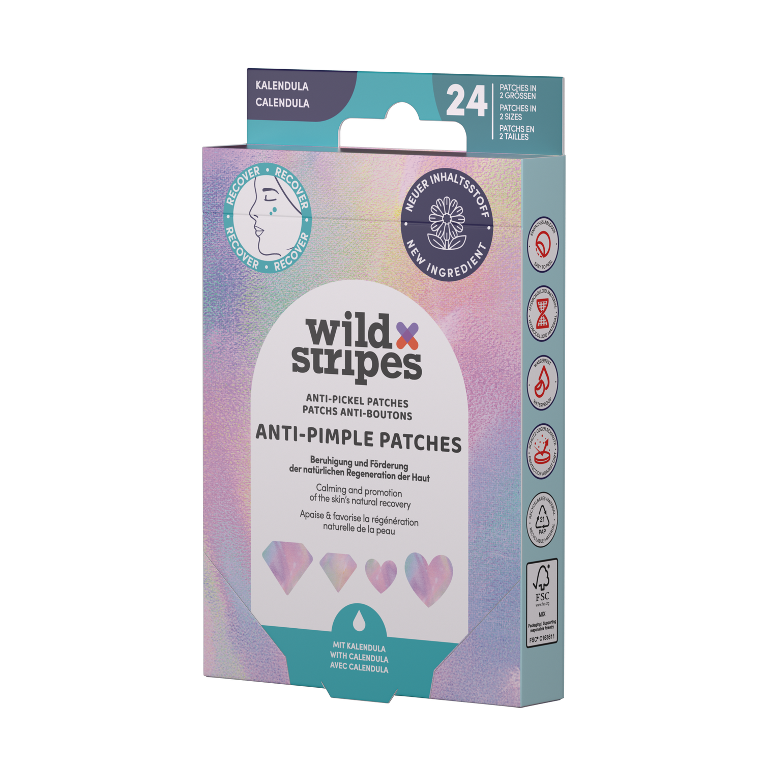 WILD STRIPES Anti-Pimple Patches Diamond Recover plaastrid saialilleekstrakti ja hüdrokolloidmaterjaliga, 24tk - Image 6