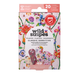 WILD STRIPES Classic Sensitive Vintage Flowers lõbusad ja nahasõbralikud plaastrid tundlikule nahale, 20tk