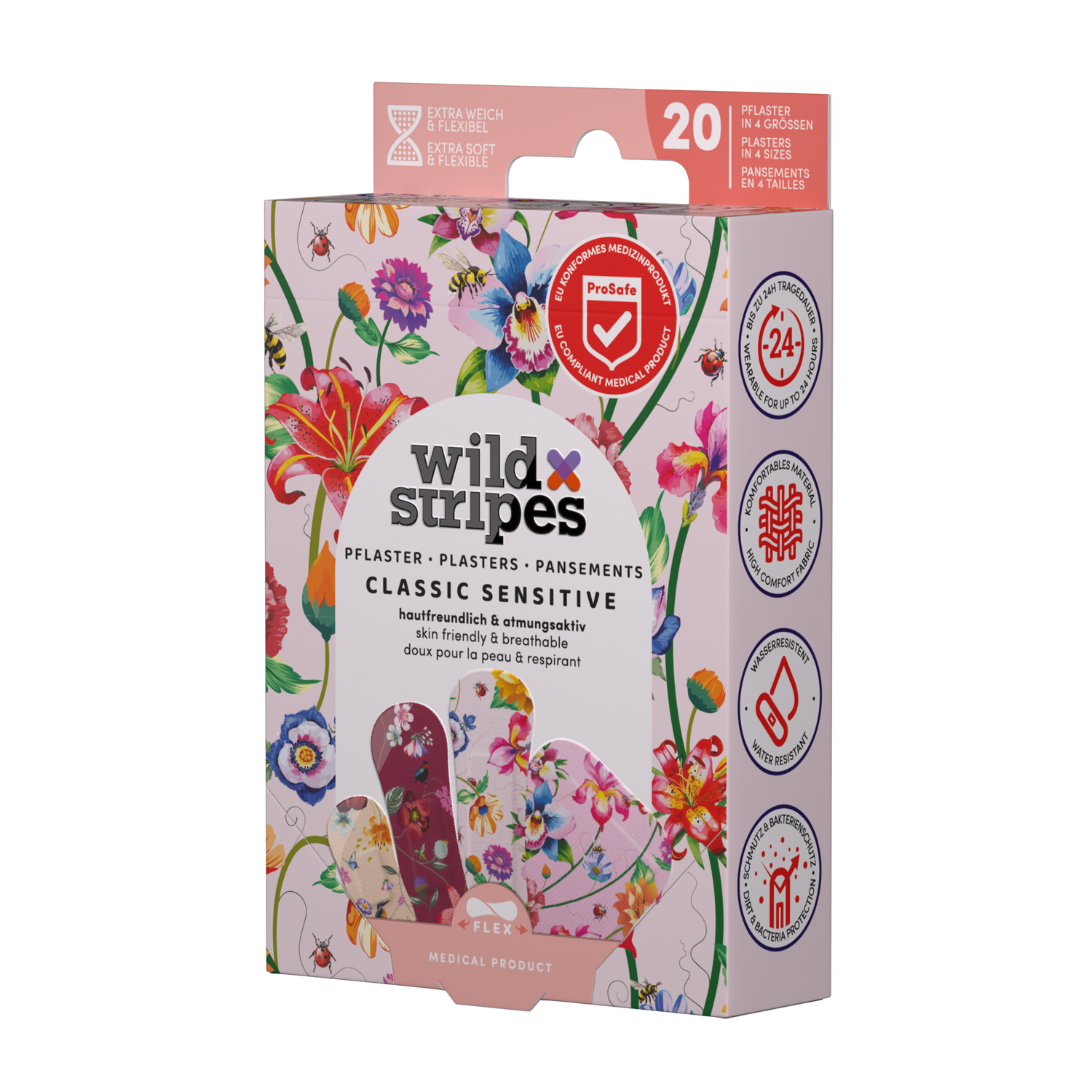 WILD STRIPES Classic Sensitive Vintage Flowers lõbusad ja nahasõbralikud plaastrid tundlikule nahale, 20tk - Image 8