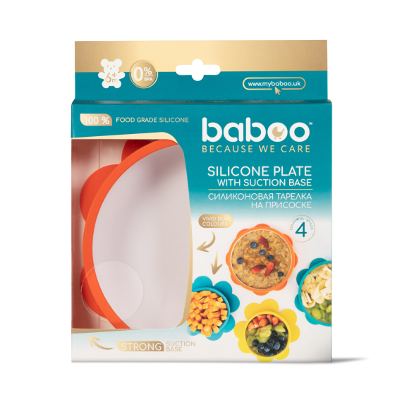 BABOO silikoonist kauss iminapaga, Oranž 6+ kuud
