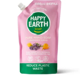 HAPPY EARTH 100% loodusliku vedelseebi täitepakend Lavender Ylang, 600 ml
