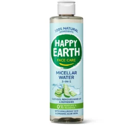 HAPPY EARTH 100% looduslik näohoolduse 3in1 mitsellaarvesi puhastab, eemaldab meigi ja mustuse, 300ml
