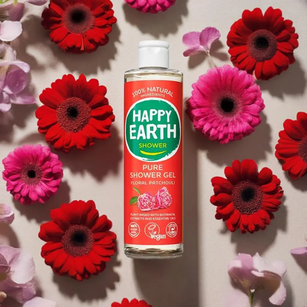 HAPPY EARTH 100% looduslik dušigeel Floral Patchuli, 300ml - Image 2