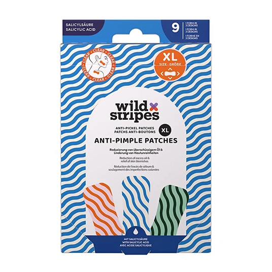 WILD STRIPES Anti-Pimple Patches vistrikuplaastrid salitsüülhappega XL, 9tk