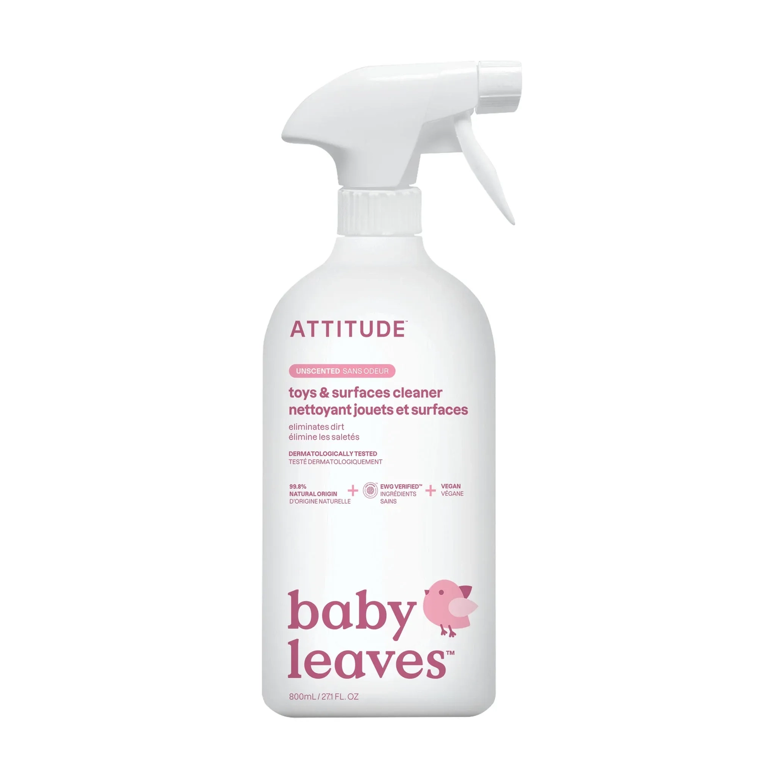 ATTITUDE Little Ones lõhnatu mänguasjade ja lastetoa puhastusvahend, 800 ml