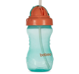 BABOO Lekkekindel silikoonist kõrrega tass Green, 360 ml