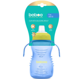 BABOO Lekkekindel silikoonist joogitilaga tass Blue, 260 ml
