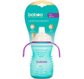 BABOO Lekkekindel silikoonist joogitilaga tass Mint, 260 ml