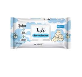 LUBA TULI THERMAL vees lahustuvad niisked salvrätikud sisaldab 99% mitmekordselt filtreeritud vett, 60tk