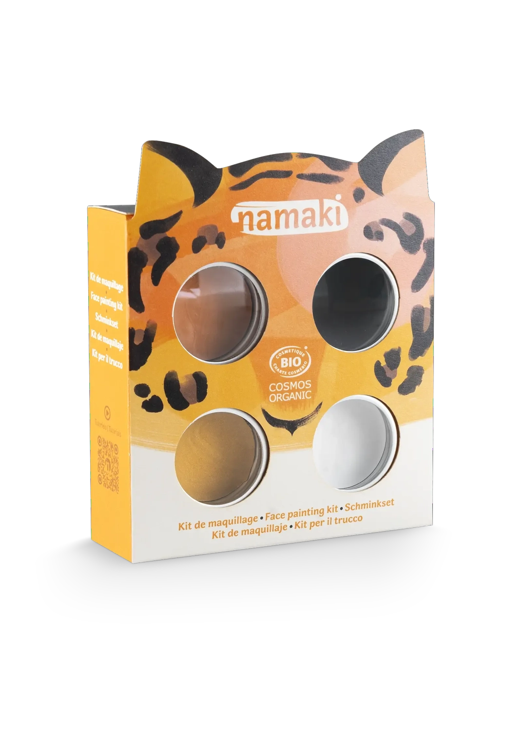 NAMAKI BIO näovärvide komplekt: must, oranž, kuldkollane, valge ja ajutised tätoveeringud, Animals