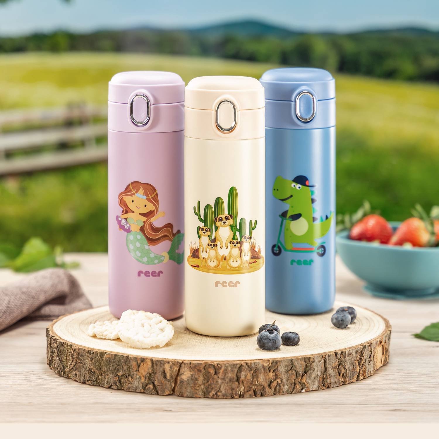 REER Integreeritud kõrrega joogipudel lastele Beež, 350ml - Pilt 3