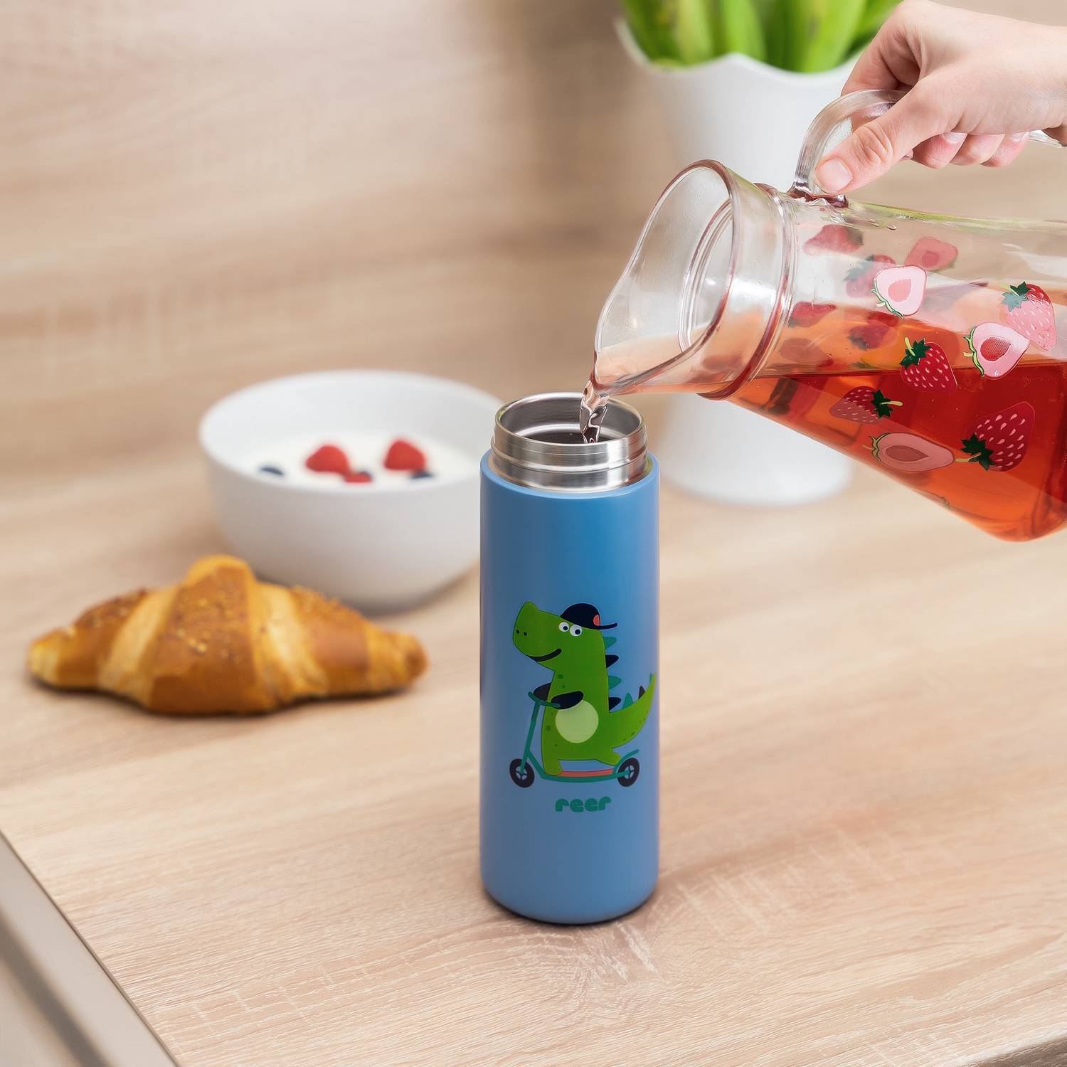 REER Integreeritud kõrrega joogipudel lastele Sinine, 350ml - Pilt 6