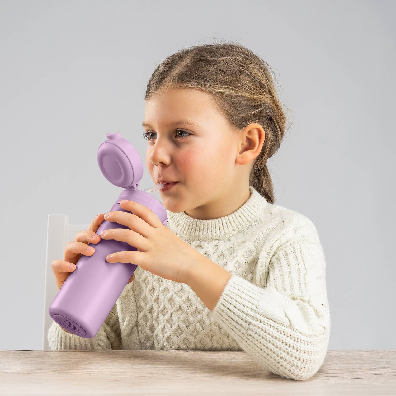 REER Integreeritud kõrrega joogipudel lastele Lilla, 350ml - Pilt 4
