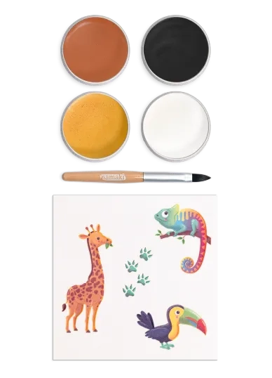 NAMAKI BIO näovärvide komplekt: must, oranž, kuldkollane, valge ja ajutised tätoveeringud, Animals - Pilt 4