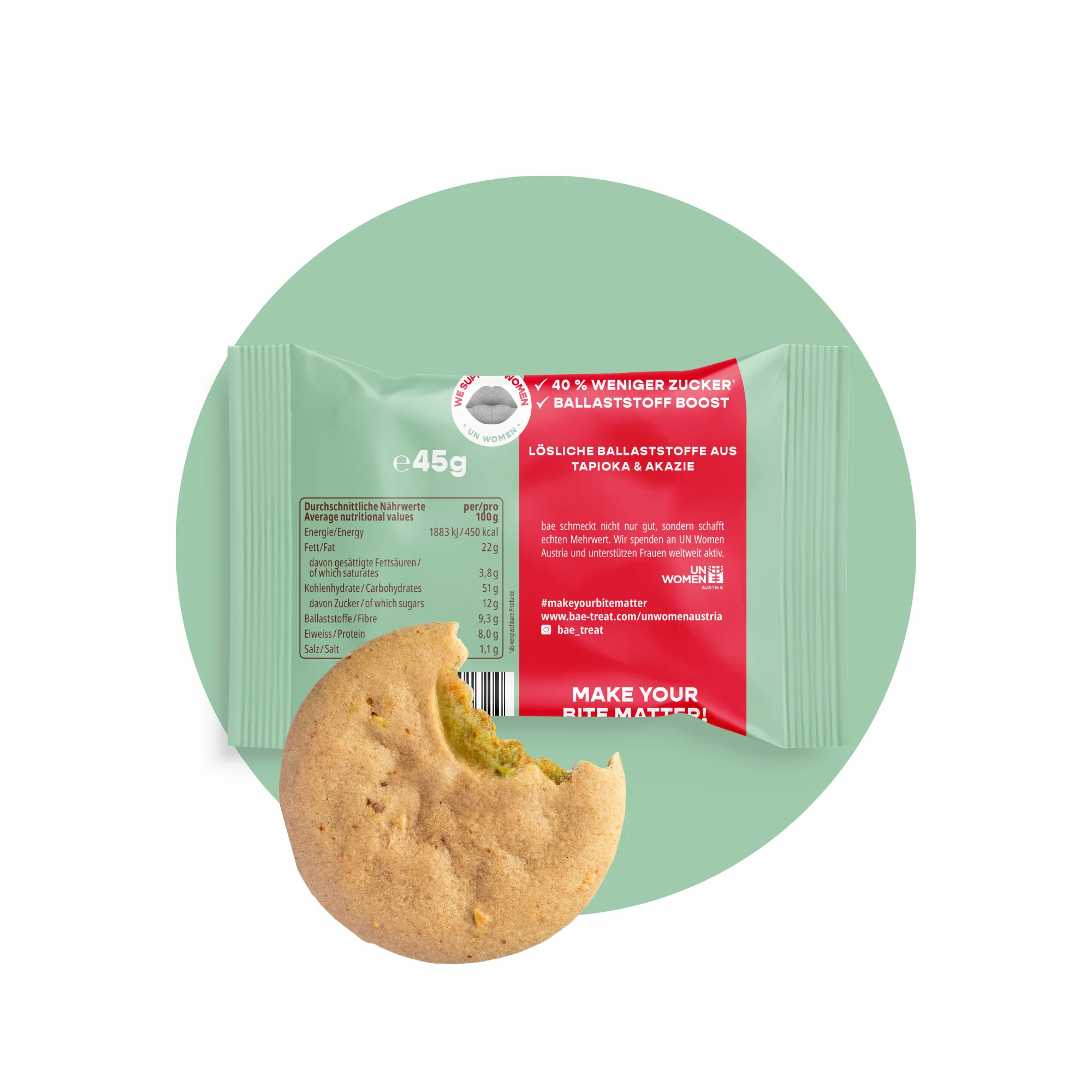 BAE Küpsetatud vegan küpsised pistaatsiakreemi täidisega Pistachio, 45g - Image 2