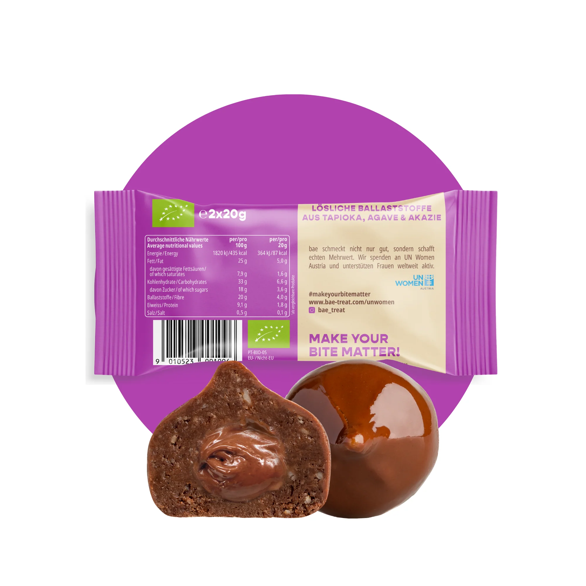 BAE Orgaanilised nugatikreemiga datliampsud Šveitsi šokolaadis Creamy nougat, 2x20g - Image 3