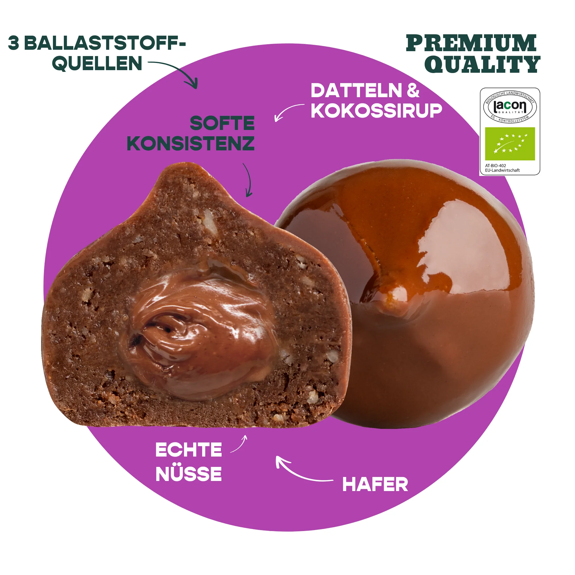 BAE Orgaanilised nugatikreemiga datliampsud Šveitsi šokolaadis Creamy nougat, 2x20g - Image 2