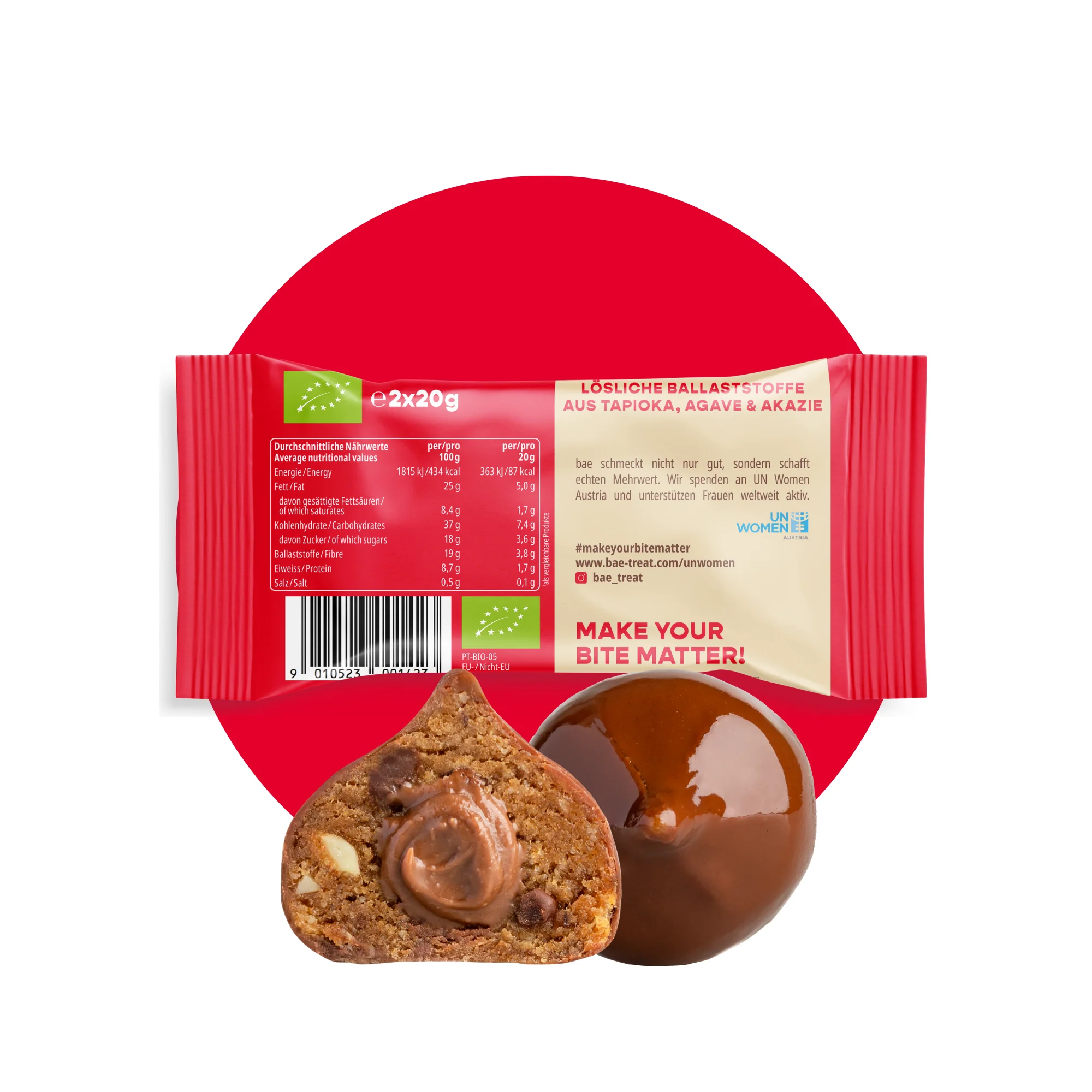 BAE Orgaanilised šokolaadikreemiga datliampsud Šveitsi šokolaadis Cookie Dough, 2x20g - Image 3