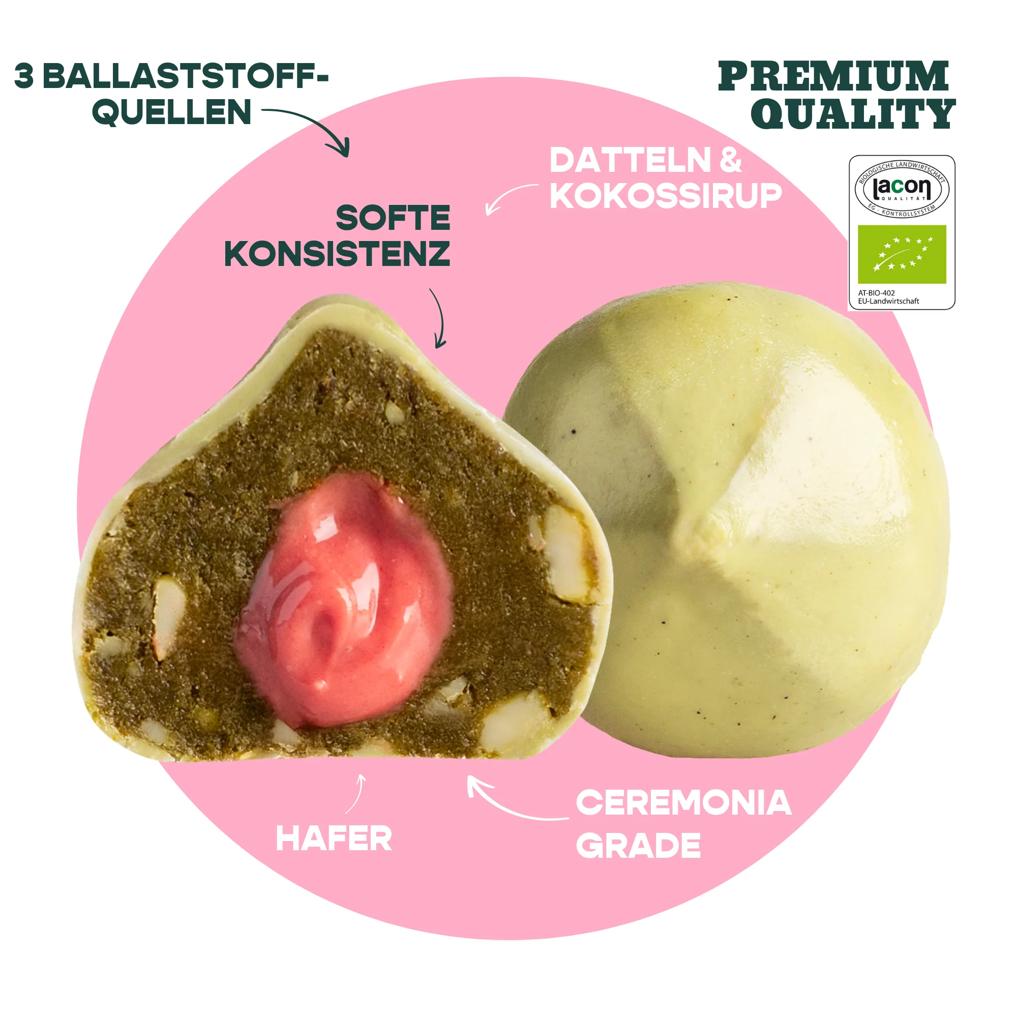 BAE Orgaanilised matcha-datliampsud maasikakreemi ja Šveitsi šokolaadiga Strawberry Matcha, 2x20g - Image 2