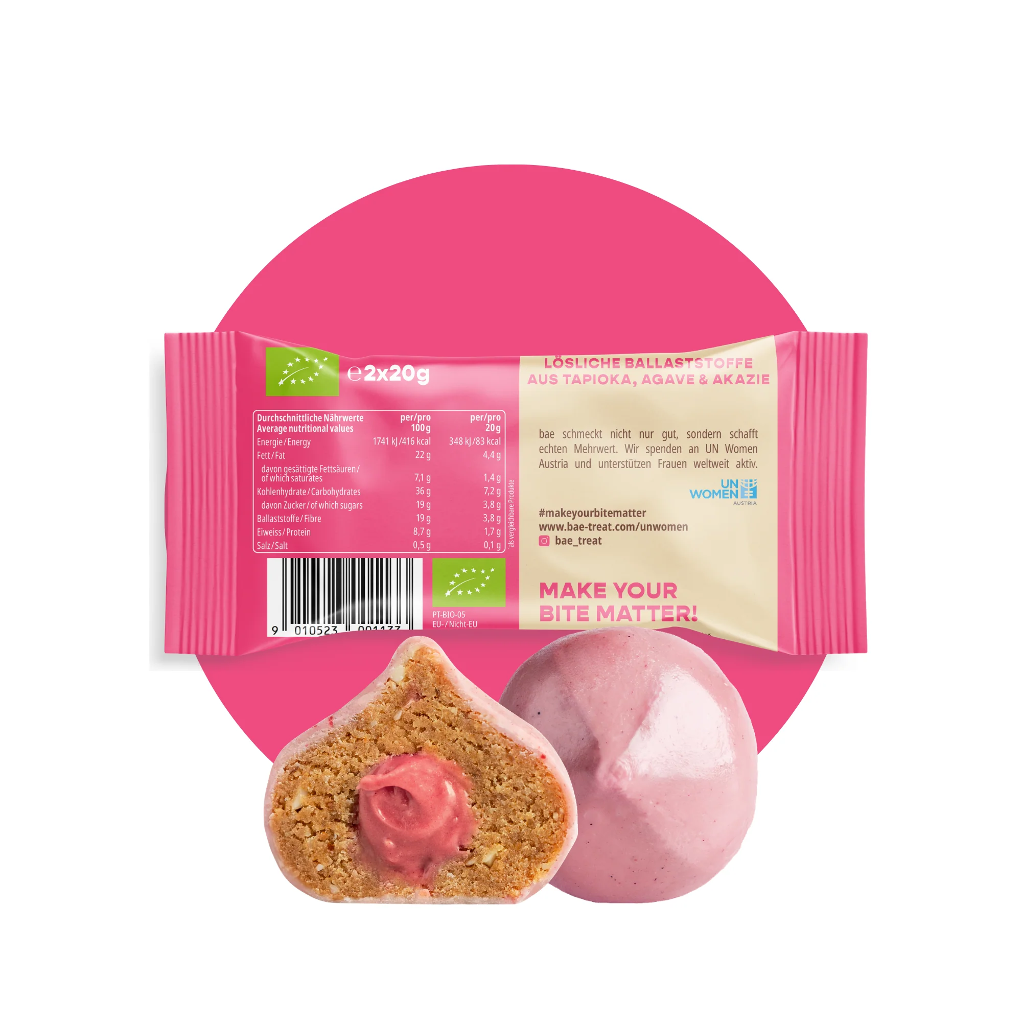 BAE Orgaanilised maasikakreemiga datliampsud Šveitsi šokolaadis Strawberry cream, 2x20g - Image 2
