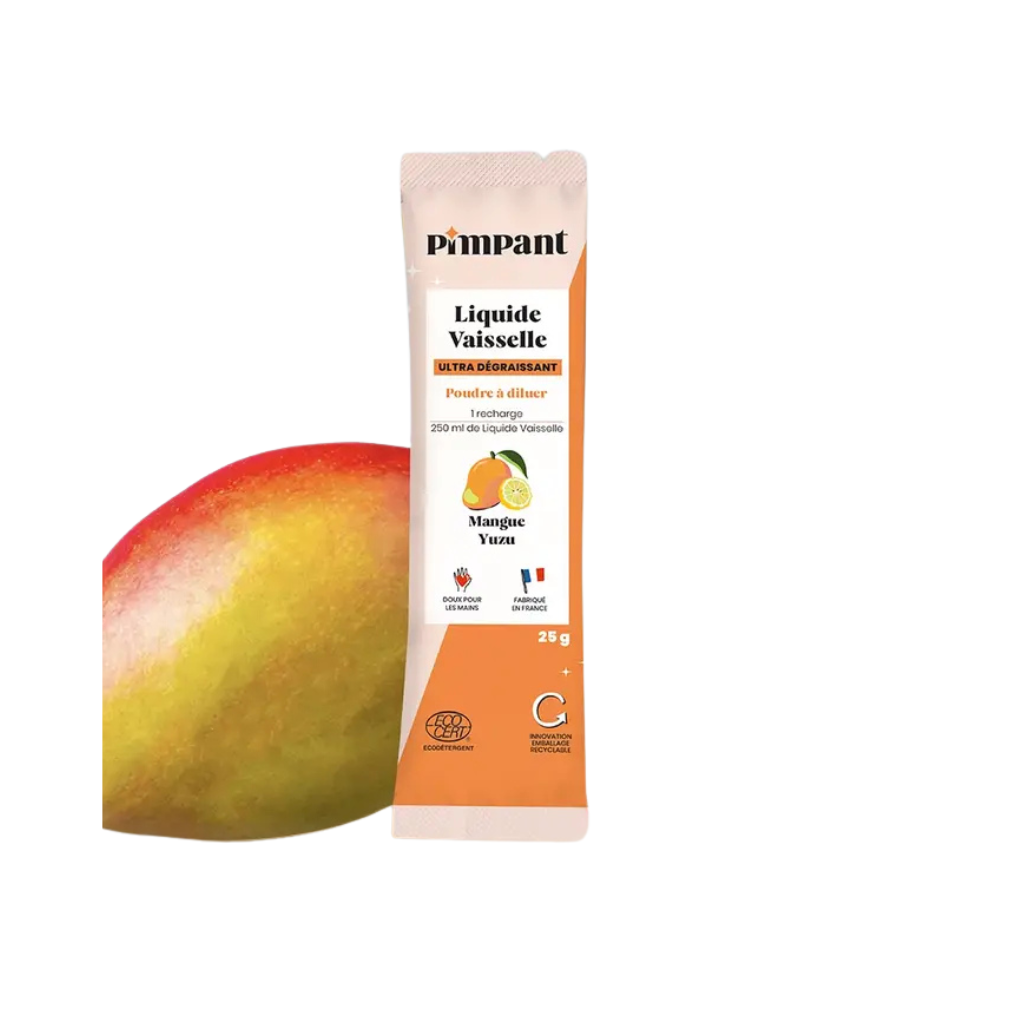 PIMPANT Mango ja yuzu lõhnaline nõudepesuvahendi täitepulber, 25 g