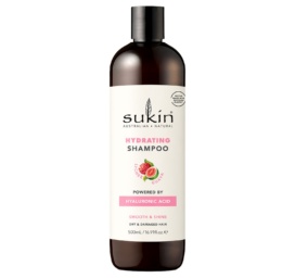 SUKIN Hydrating niisutav šampoon litši, hüaluroonhappe ja troopilise puuviljalõhnaga, 500ml