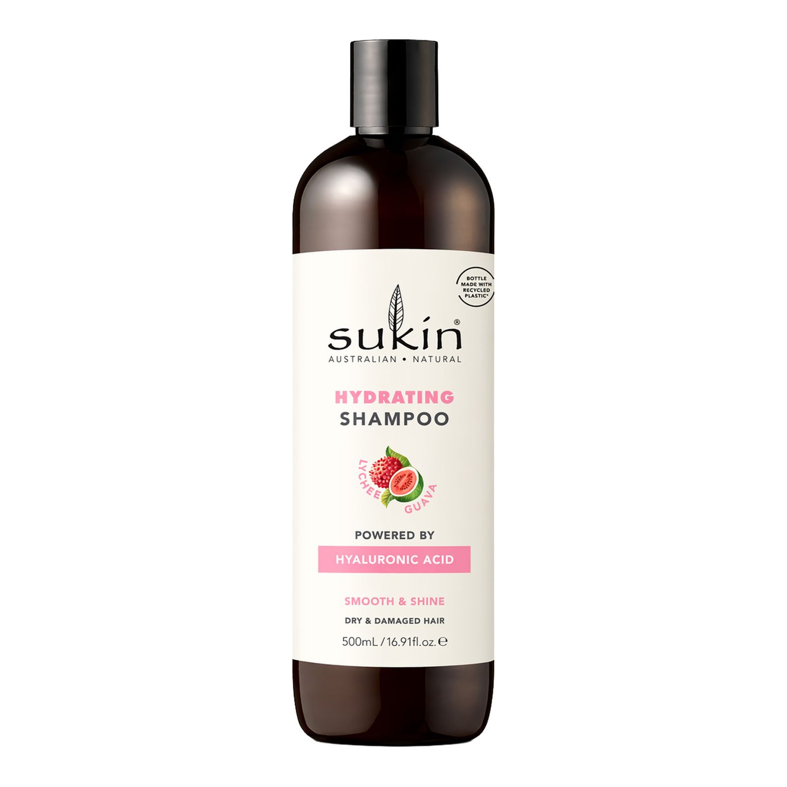 SUKIN Hydrating niisutav šampoon litši, hüaluroonhappe ja troopilise puuviljalõhnaga, 500ml