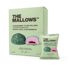 THE MALLOWS maasikatäidisega vahukommid Belgia valge šokolaadi ja arbuusiga, 5 tk