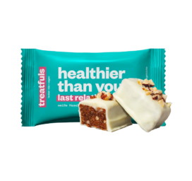 TREATFULS Valge šokolaadi batoon krõmpsuvate sarapuupähklitega Healthier Than Your Last Relationship, 2 × 20 g