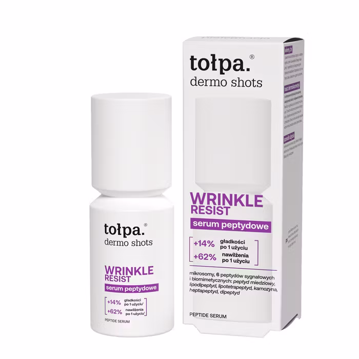 TOŁPA Dermo Shots WRINKLE RESIST näoseerum vananemismärkidega nahale 6 peptiidi kompleksiga , 50 ml