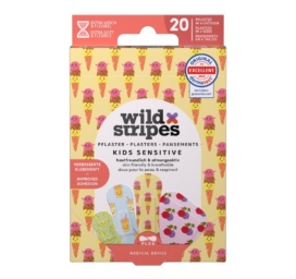 WILD STRIPES Classic Sensitive Kids laste hüpoallergeensed ja nahasõbralikud haavaplaastrid Fruity Friends, 20tk